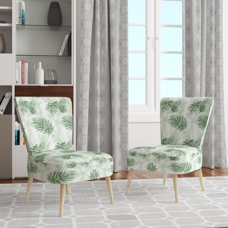 Chaise d'appoint Floral - chaise d'appoint verte Soft Palms, Chaise d'appoint sans accoudoirs