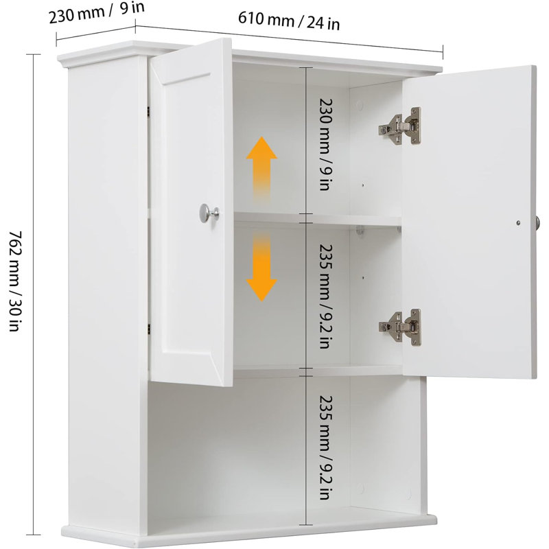 Armoire murale en bois massif Beedon, Blanc