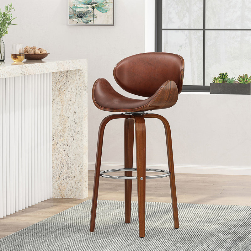 Tabouret tournant 30 "Mid-Century, Brun