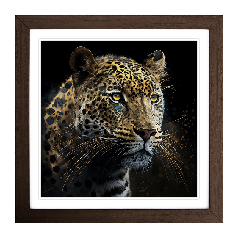 Leopard Digital Art - Framed Print, Walnut