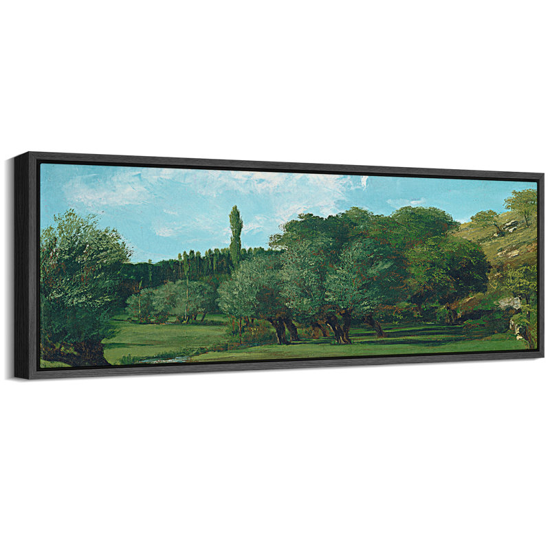 «Verdant Golf Course Lush Landscape Antique Retro Fine Art», reproduction d'art encadrée décorative, H 20 po x l 60 po