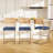 Set Of 2 PU Leather Bar Stools With Woven Rattan Back And Metal Legs-468770920