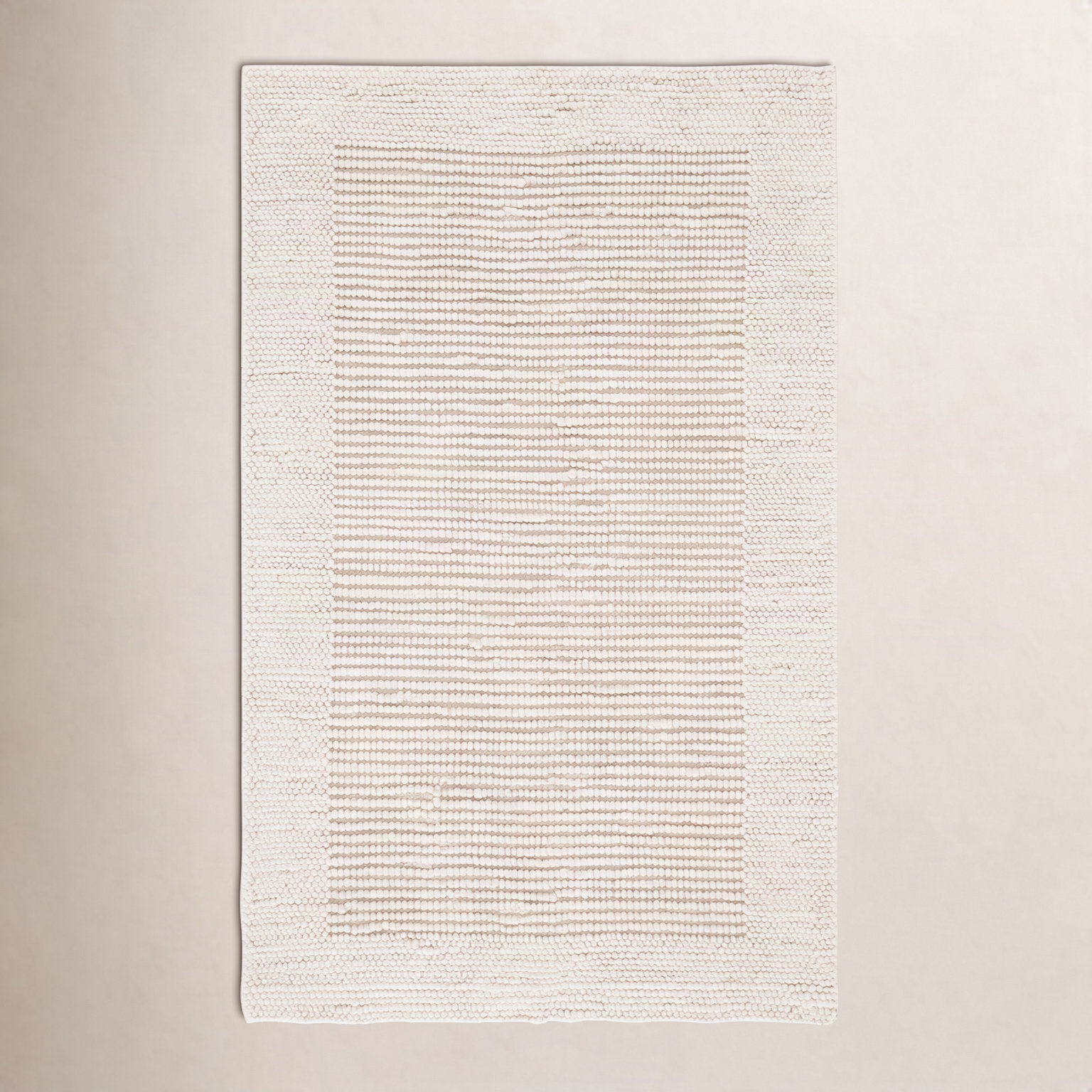 Burdick Ivory Beige Hand-Woven Wool Rug, Rectangle 4' x 6'