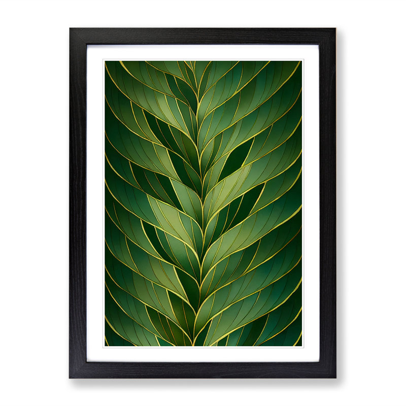 FRM-V0523-1866X Plant Leaf Art Vol.7 - Picture Frame Print, Black, 46cm H x 34cm W x 2cm D