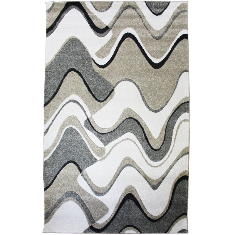 Dura Abstract Ivory/Gray Area Rug, Rectangular 6' 7" x 9' 6"