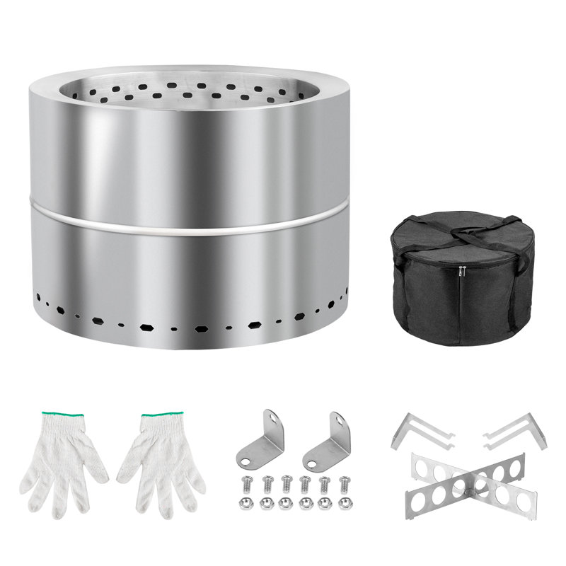 Tanvier Outdoor 16.7 in. H Stainless Steel Smokeless Stove with Base and Storage Bag