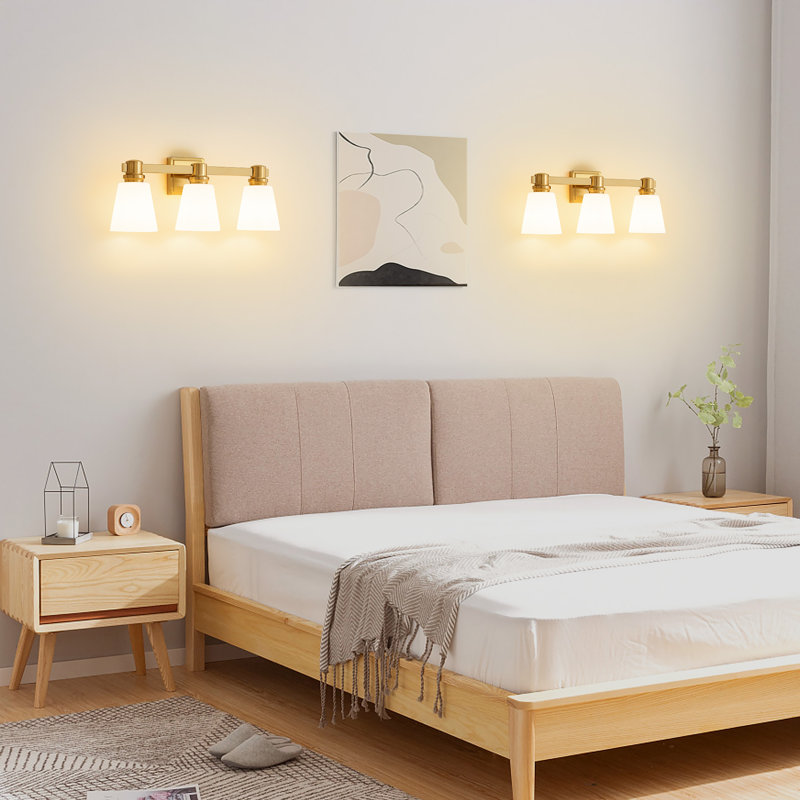 Luminaire de meuble-lavabo avec abat-jour opale Parker, Doré, 3