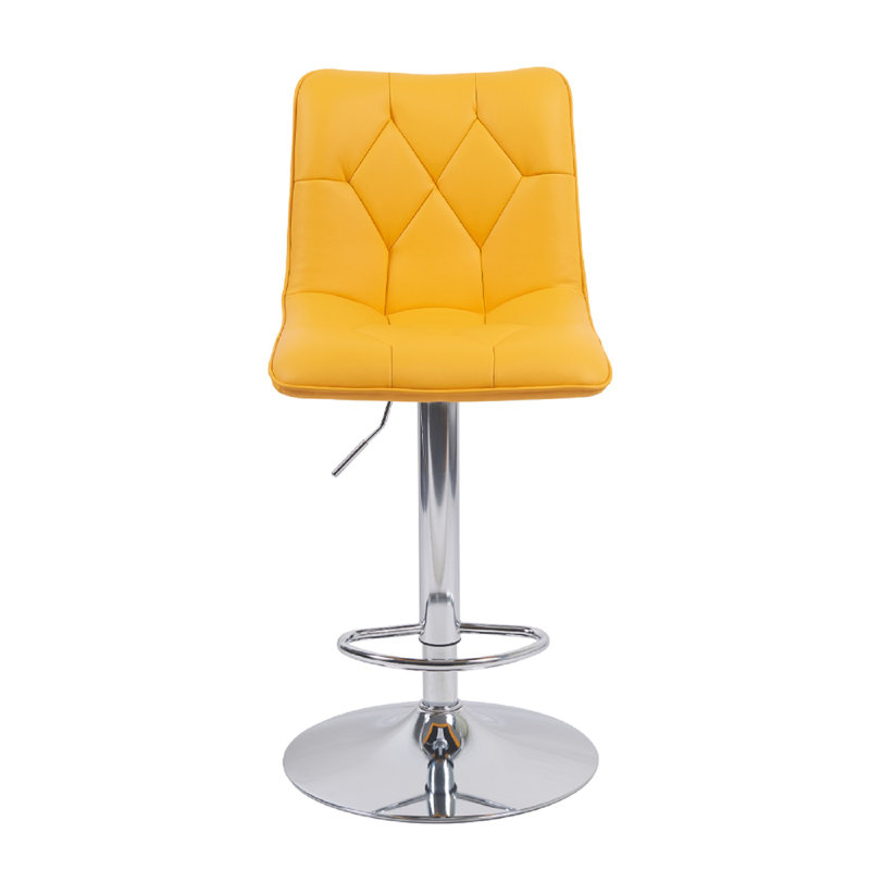 Pu Bar Stool 2pcs Black, Yellow