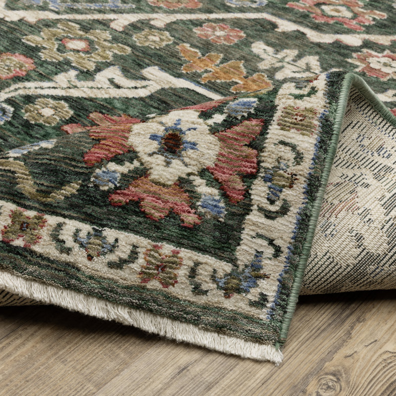 Tapis vert / rose Aina Global Layered Medallions, Tapis de couloir 2 pi 3 po x 7 pi 6 po