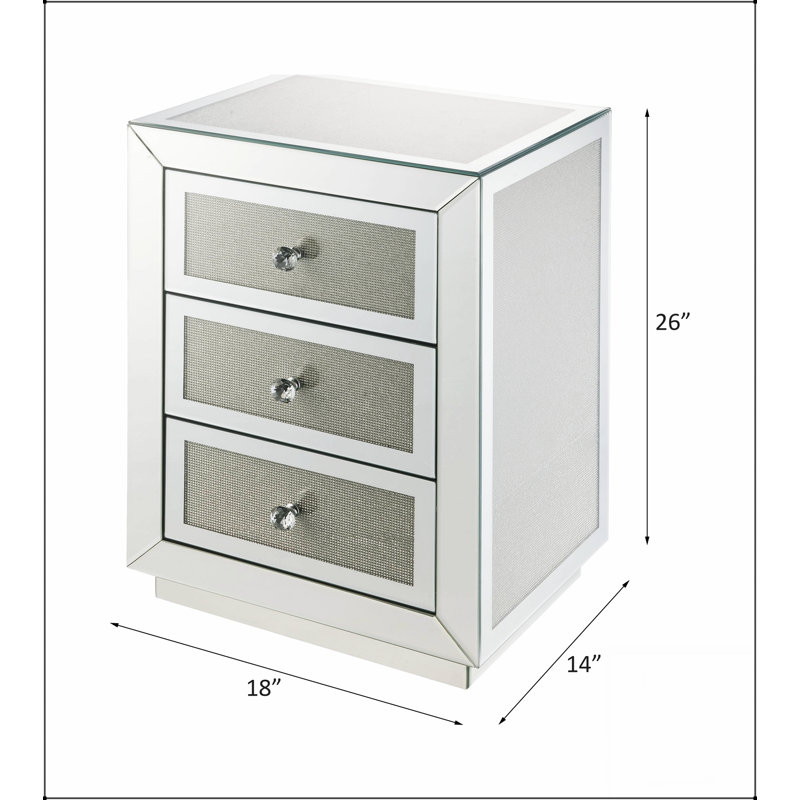 Table d'appoint en miroir avec faux tiroirs Noralie