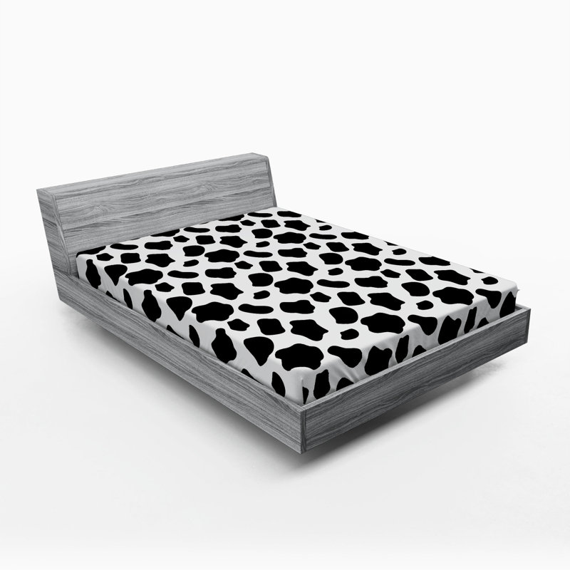Microfiber Fitted Sheet, Queen Fitted Sheet, Black/White Animal Print 1