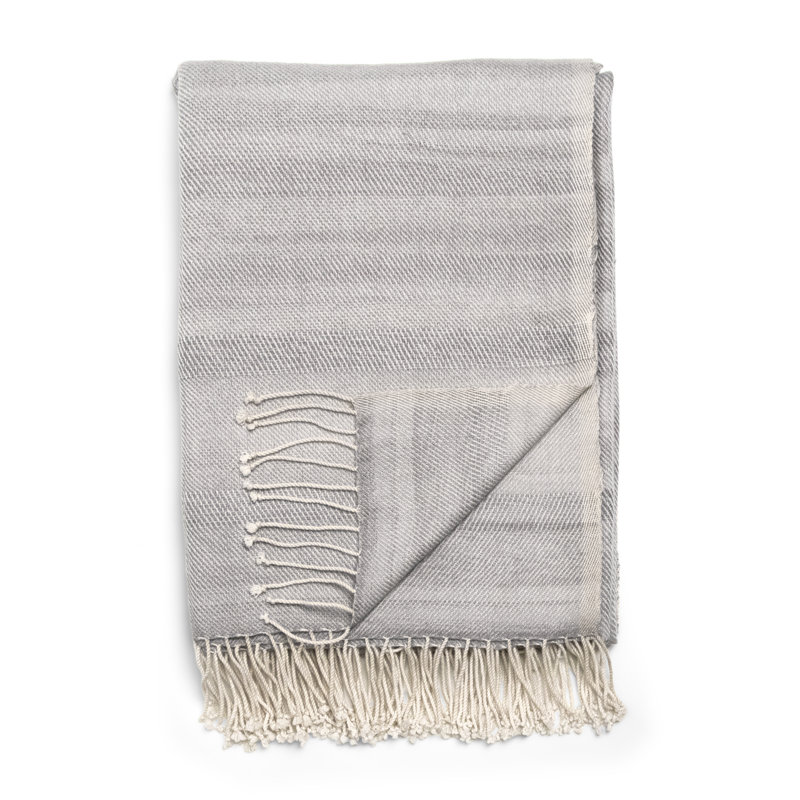 Cashmere Wool Throw Hand Woven Throw Blanket, Gray