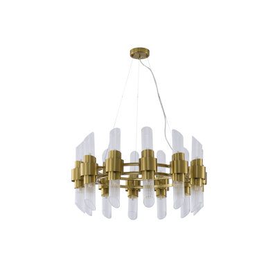Lustre transitionnel en verre satiné 24 lumières