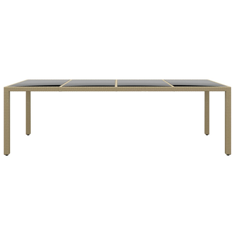 Leighland Rectangular Glass Steel Outdoor Dining Table - 250 cm W 100 cm D, Beige