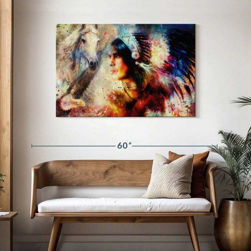 Lelar American Indian Warrior, 30" H x 45" W