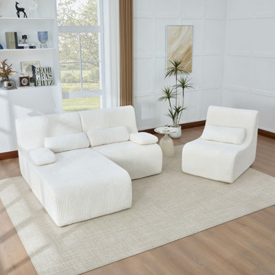 Modern Sectional Sofa 98" Boneless Sofa L-shaped Sofa Couch Cozy Sofa for Living Room