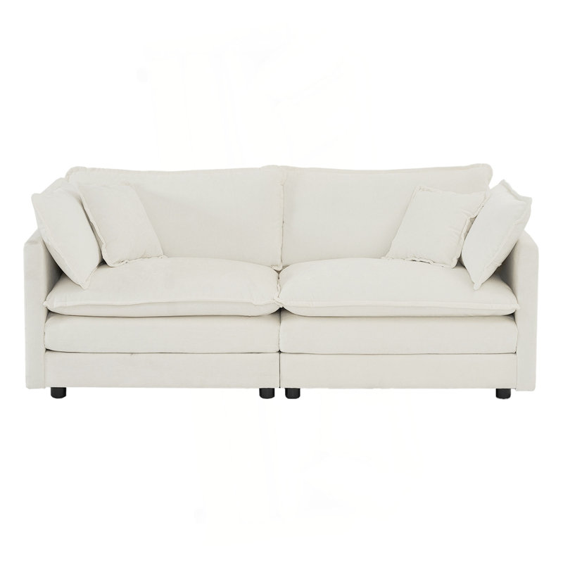 Canapé moderne en tissu pour causeuse pour le salon, canapé 2 places à assise profonde de grande taille avec 4 coussins