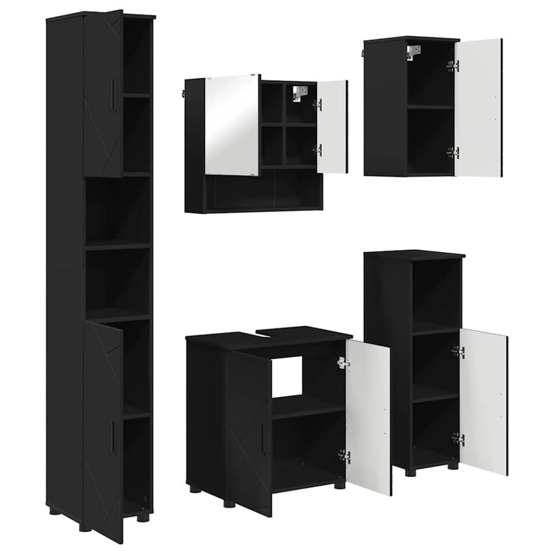 Bathroom Storage Furniture Set, Black