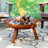 Union Round Wood-Burning Steel Finish Cast Iron Outdoor Raised Fire Pit Bowl - Brown - 24"-1434217330-1434217335
