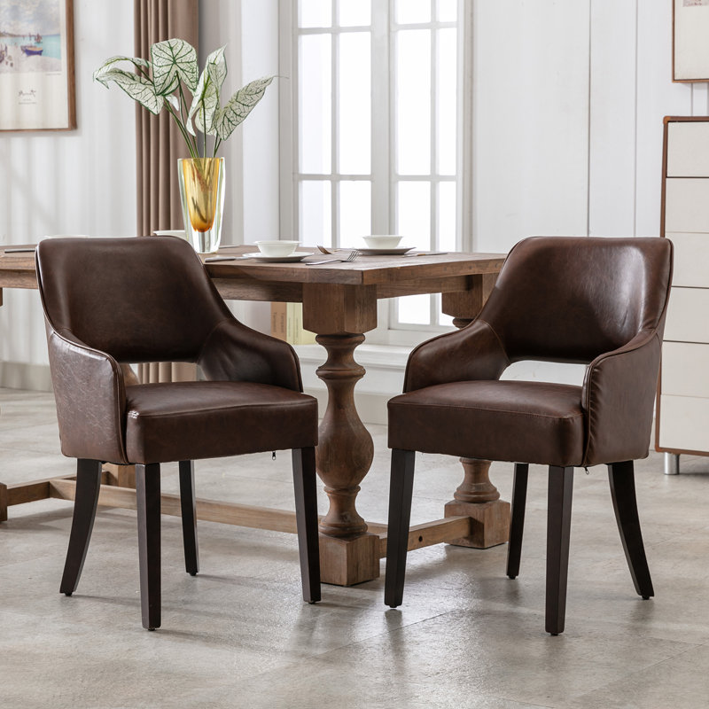 Hebah 19.5'' H Faux Leather Upholstered Armchair, Brown