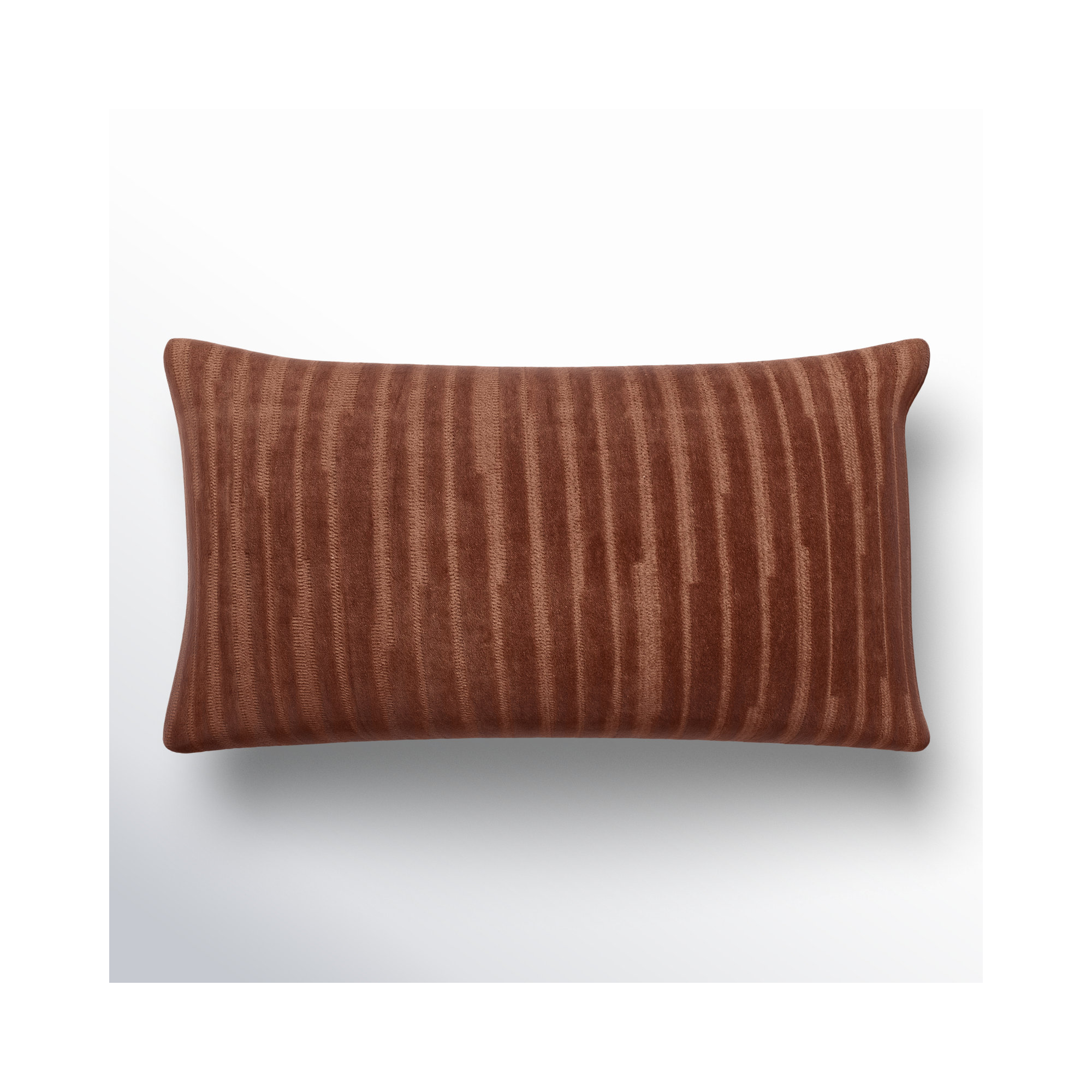 Zorina Embroidered Cotton Lumbar Throw Pillow, Brown