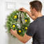 Couronne de citron de 20 po pour la porte d'entrée, couronne de printemps artificielle d'été avec feuilles d'oreille en agneau et nœud à carreaux pour fenêtre de porche décor de ferme de cuisine