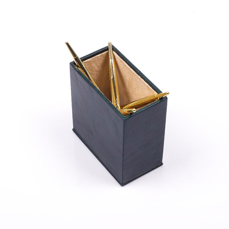 Michelet Leather / Faux Leather Desk Organiser Set, Green