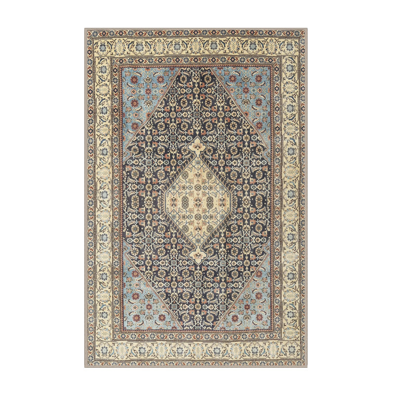 Tapis traditionnel Mehroon / noir / bleu, Rectangle 2 pi x 5 pi
