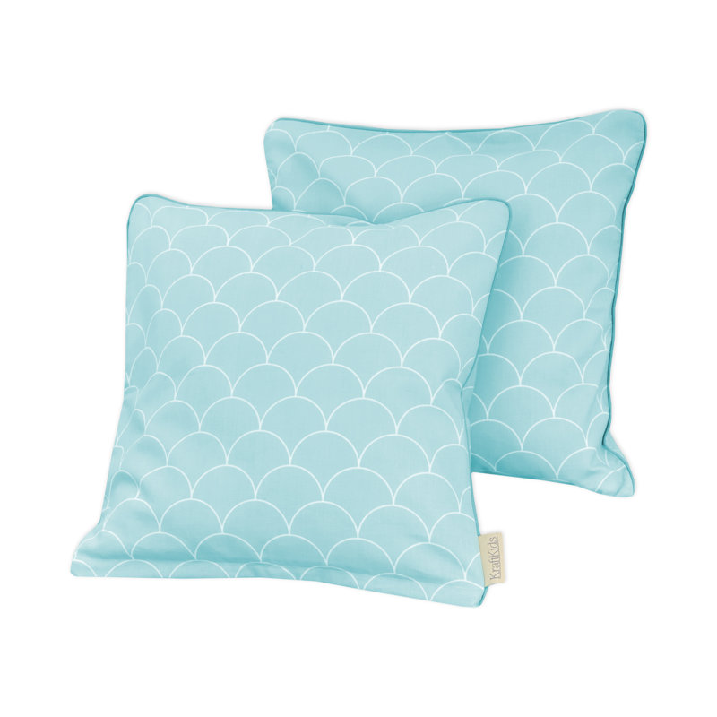 Ikat Square Cushion Cover, White and pastel mint