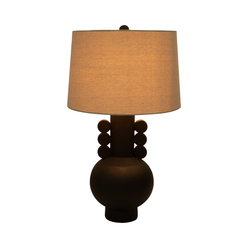 Ivy Bronx Ceramic Eared Totem Table Lamp, 30-Inch, Chic Black Design