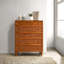 Ingraham 35.4" Mid-Century Solid Wood Cane 5-Drawer Tall Dresser
