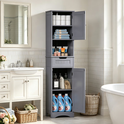 Armoire de rangement autoportante haute de 67 po avec tablettes réglables et porte magnétique Zoe-Leigh
