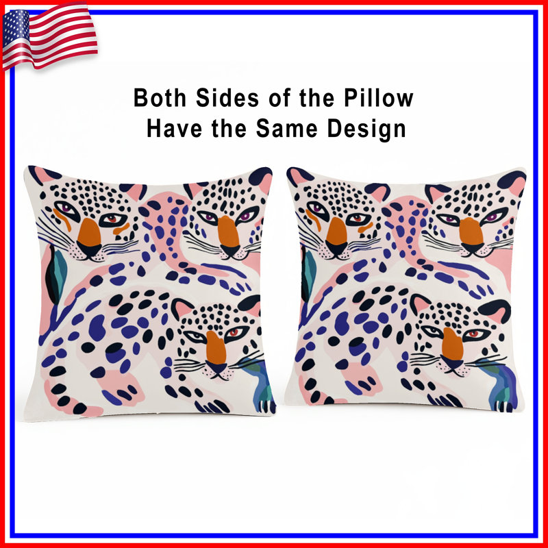 Abstract Leopards Illustration Double Sided Throw Pillows, 20 po x 20 po