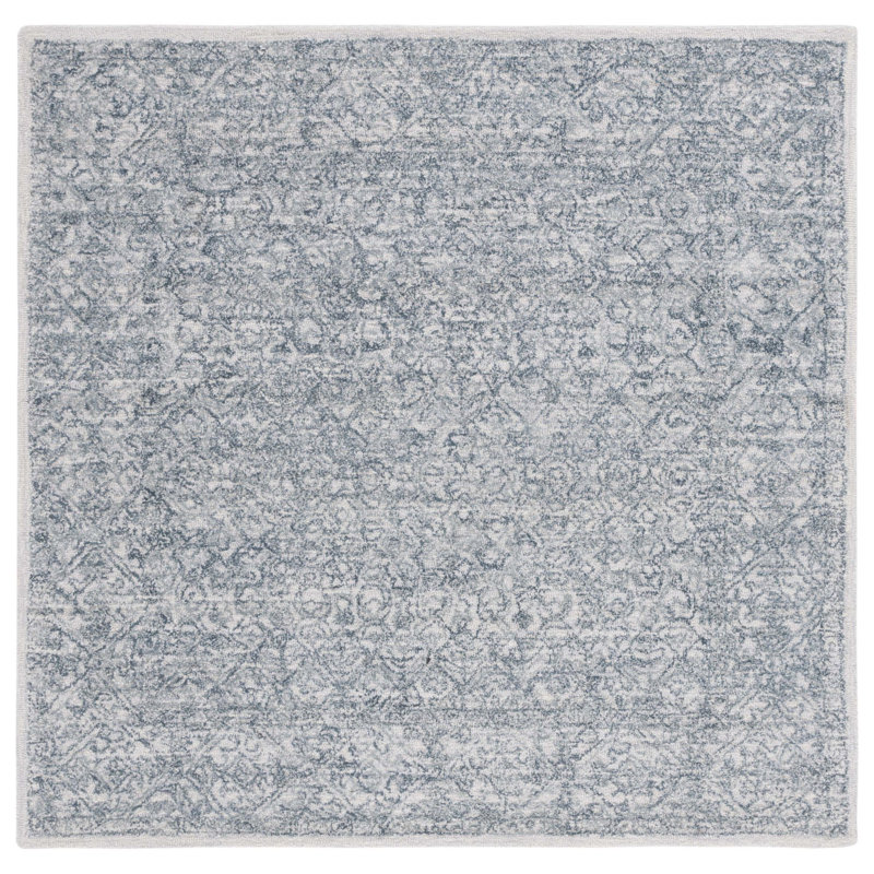 Marquee Hand Tufted Wool/Cotton Abstract Rug in Gray/Blue, Square 6'