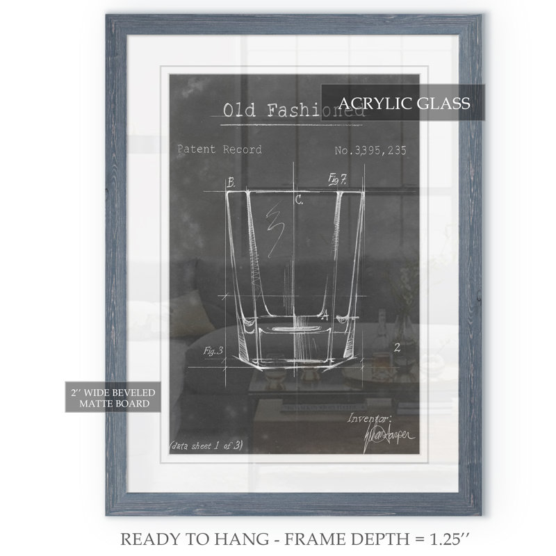 «Barware Blueprint I» par Paul Cezanne - reproduction d'art encadrée, H 44 po x l 32 po x P 1,25 po, Blanc