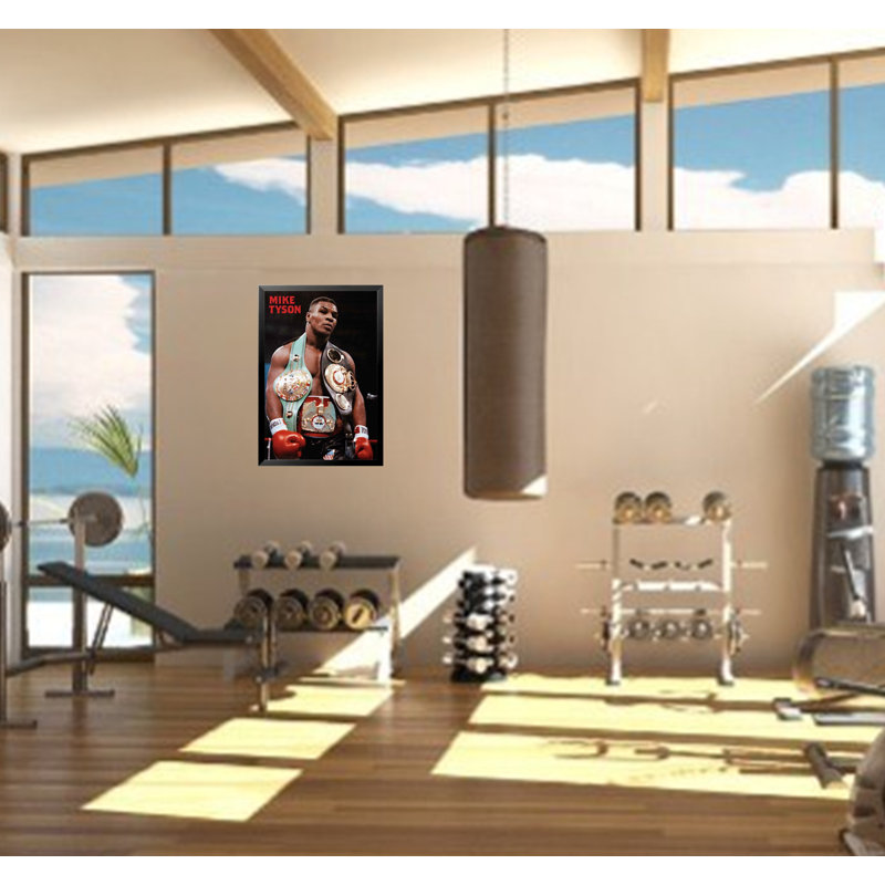 Mike Tyson, 3 poids lourds, ceinture de boxe - reproduction d'art graphique sur papier, H 38,5 po x l 26,5 po x P 1 po