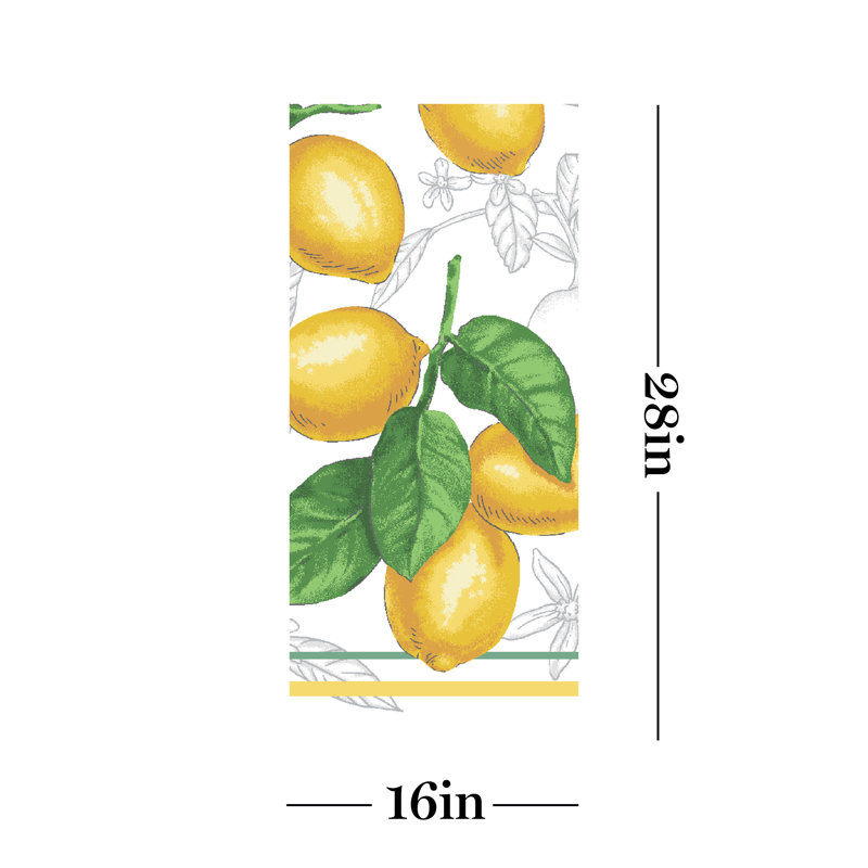 Lemon Print Cotton Kitchen Towel and Mitt Set, 4-Pack