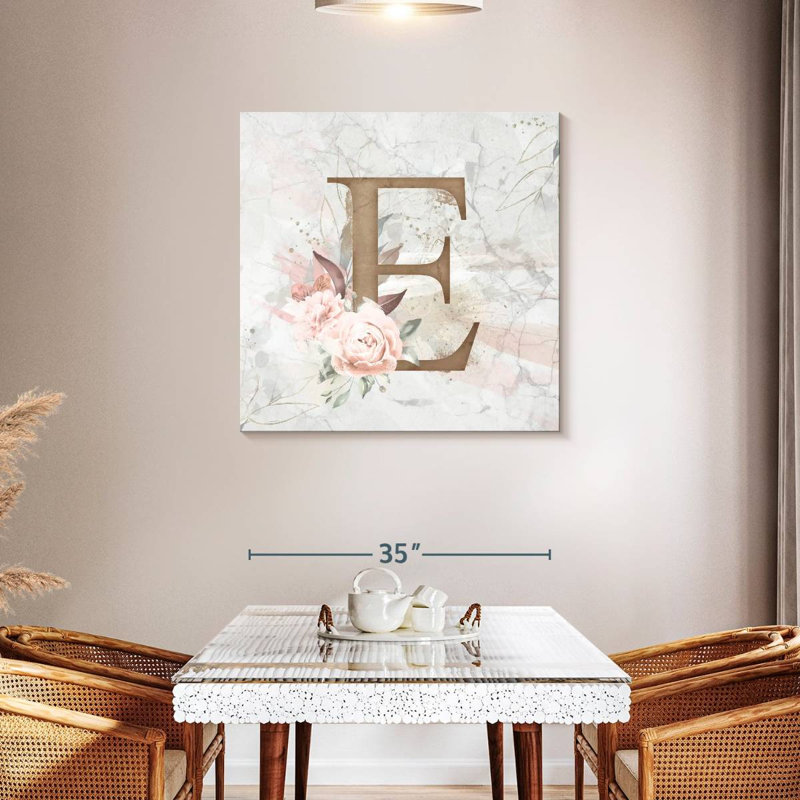 Tergel Floral E Monogram, 36" H x 36" W