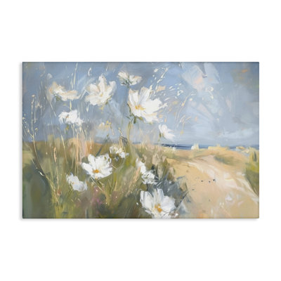 Seaside Wildflowers Scenery Canvas Wall Art by Ramona Murdock