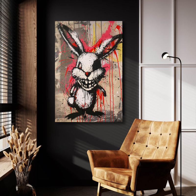 «Scary Bunny» par Andreas Magnusson, art mural en verre acrylique, H 36 po x l 24 po x P 0,2 po