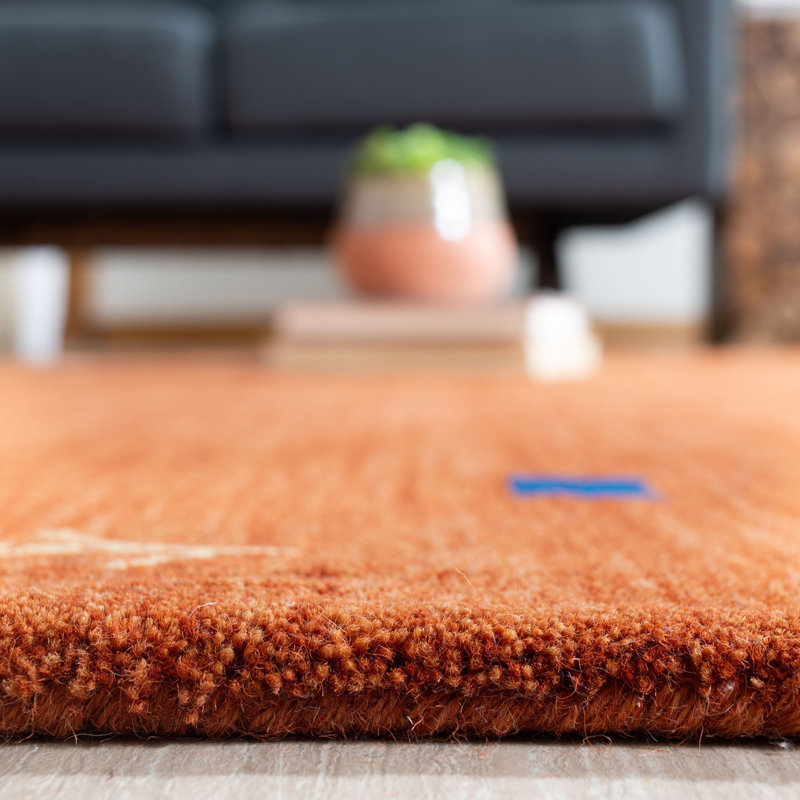 Tapis rouille en laine Danette, Carré 10 pi