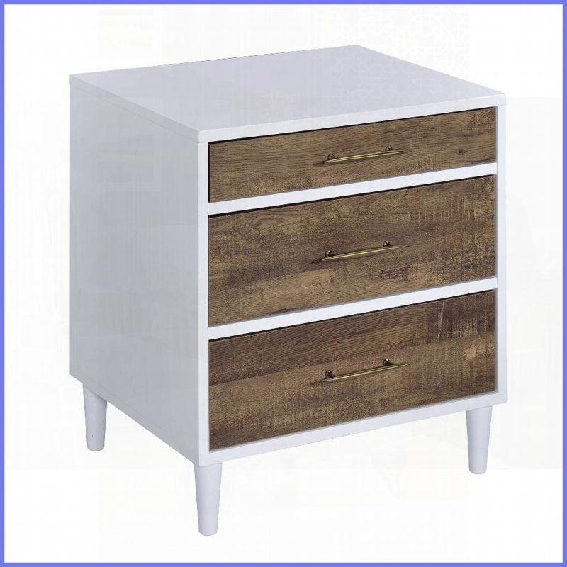 Blanc et blanc Table basse à 3 tiroirs en chêne patiné - beaucoup de rangement pour le salon Chambre à coucher