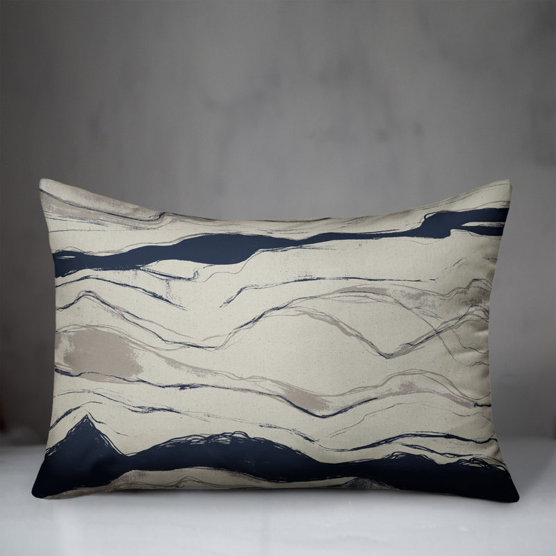 Abstract Outdoor Reversible Throw Pillow, Blue