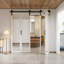Porte de grange pliante double à un vantail, en bois manufacturé et miroir, 40 po x 84 po, avec trousse de quincaillerie d'installation (parfaite pour les placards, les garde-manger, les buanderies et autres petites pièces)-93762562