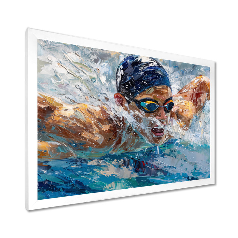 Concours de natation aux Jeux olympiques I - Art mural de natation, Toile encadrée blanche avec une seule photo