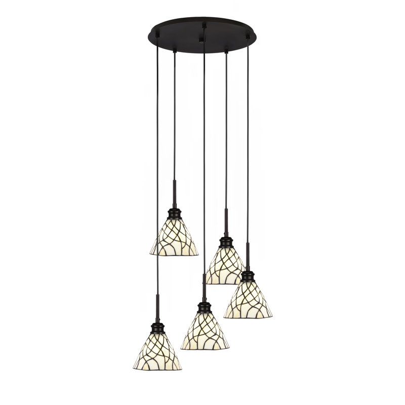 Luminaire suspendu grappe 5 lumières avec verre de 7 po Edge, Espresso
