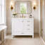 Meuble-lavabo simple de 91 cm (36 po) avec lavabo en céramique, tiroirs et armoire, fermeture amortie, style traditionnel, salle de bain-1232379218