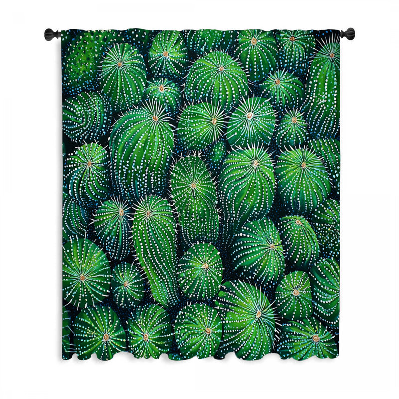 Rideaux de fenêtre cactus, occultant botanique et voilages - 1 panneau, L 50 po x L 84 po