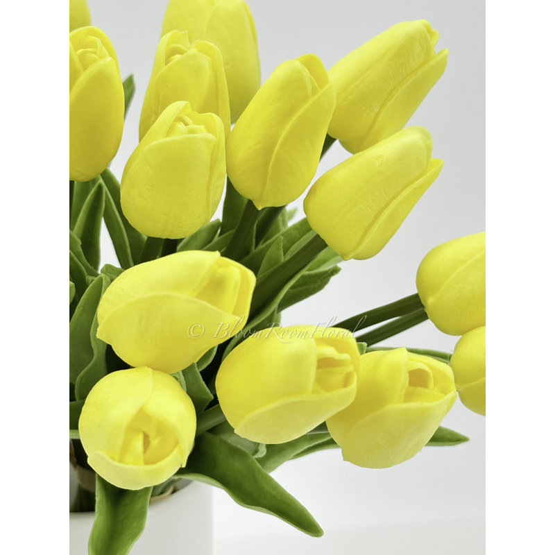 Arrangement floral moderne 60 tulipes, Jaune