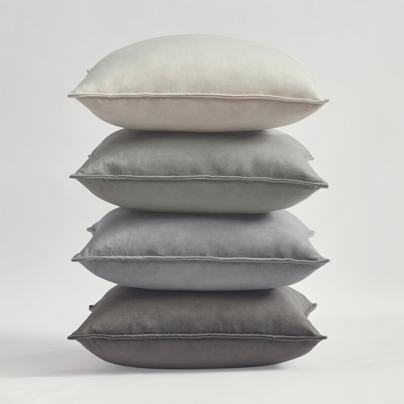 Velvet Reversible Pillow Cover, Gray, 18"H x 18"W